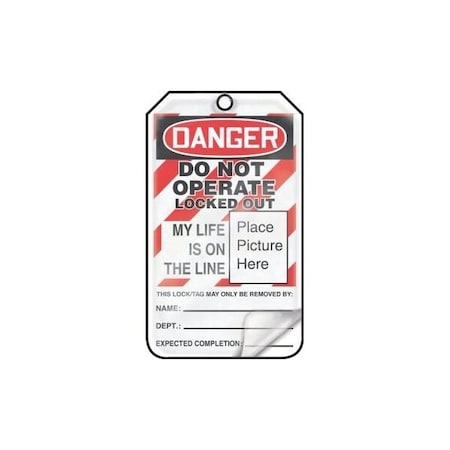 Accuform Safety Tags, DANGER DO NOT OPERATE LOCKED OUT, 5.75in x 3.25in, Self-Laminating RP-Plastic, 5PK MLT611LPM